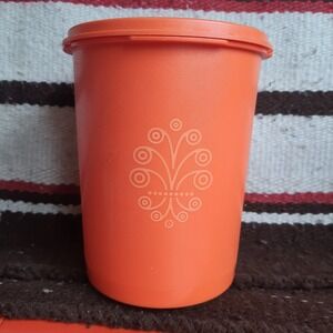 Vintage Tupperware Cannister Container Orange Harvest Servalier with lid 811-4